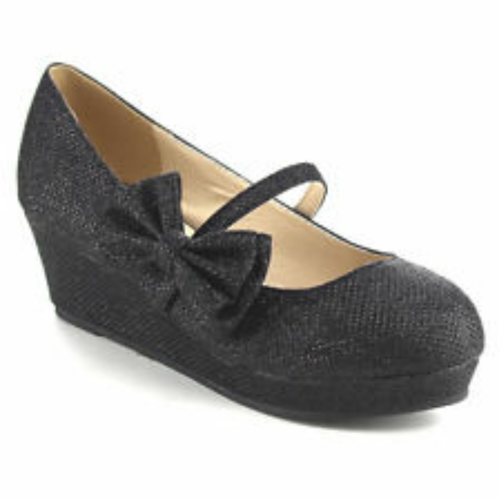 Black Stitched Love my Wedge Mary Jane